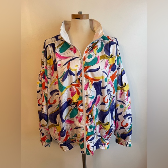 Lavon Jackets & Blazers - Vintage 90s Lavon Colorful Abstract Print Windbreaker Track Jacket Women Large